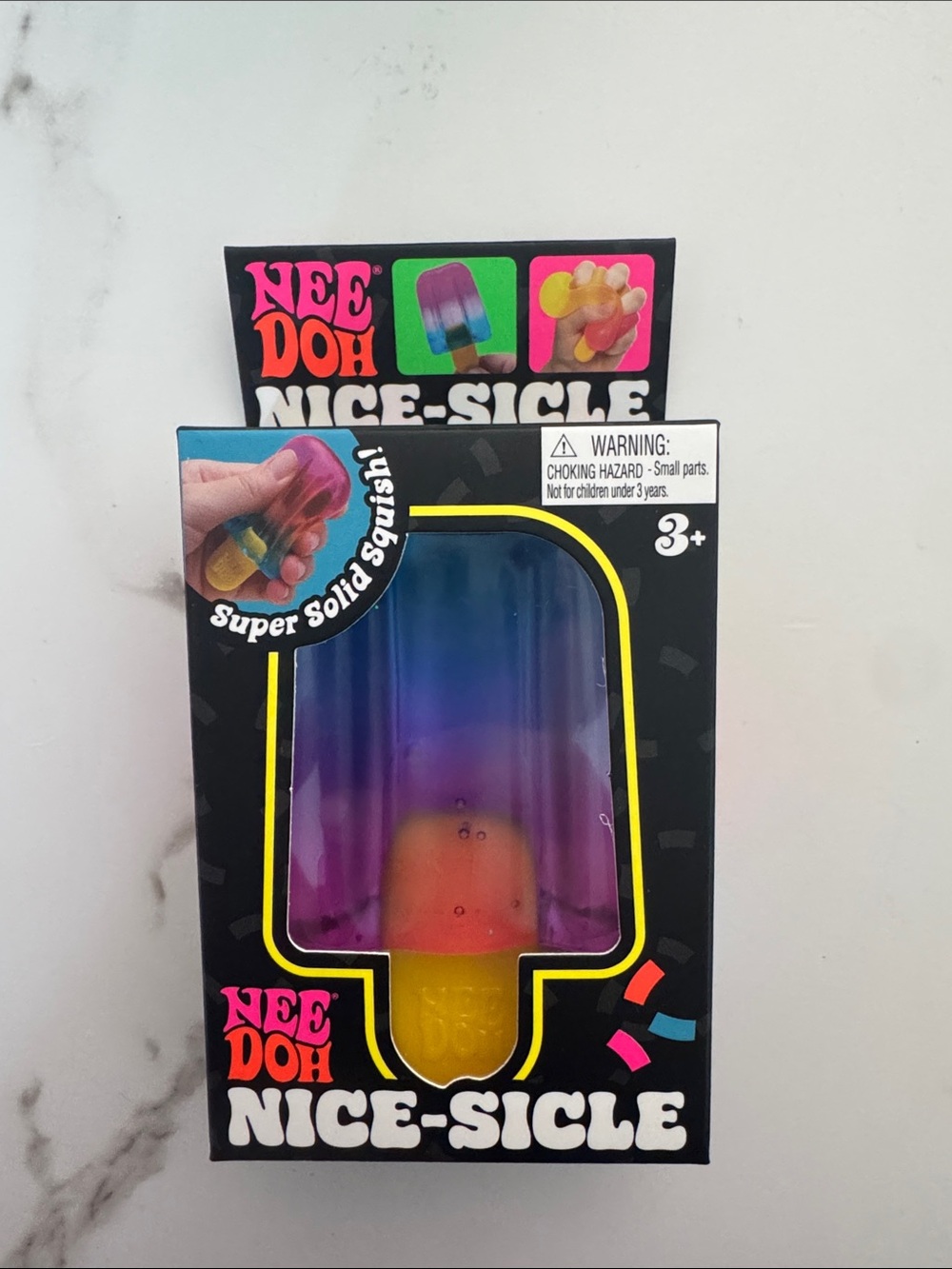 Nee Doh Nice-Sicle Kids Toy - Purple, Blue & Yellow Super Solid Squish